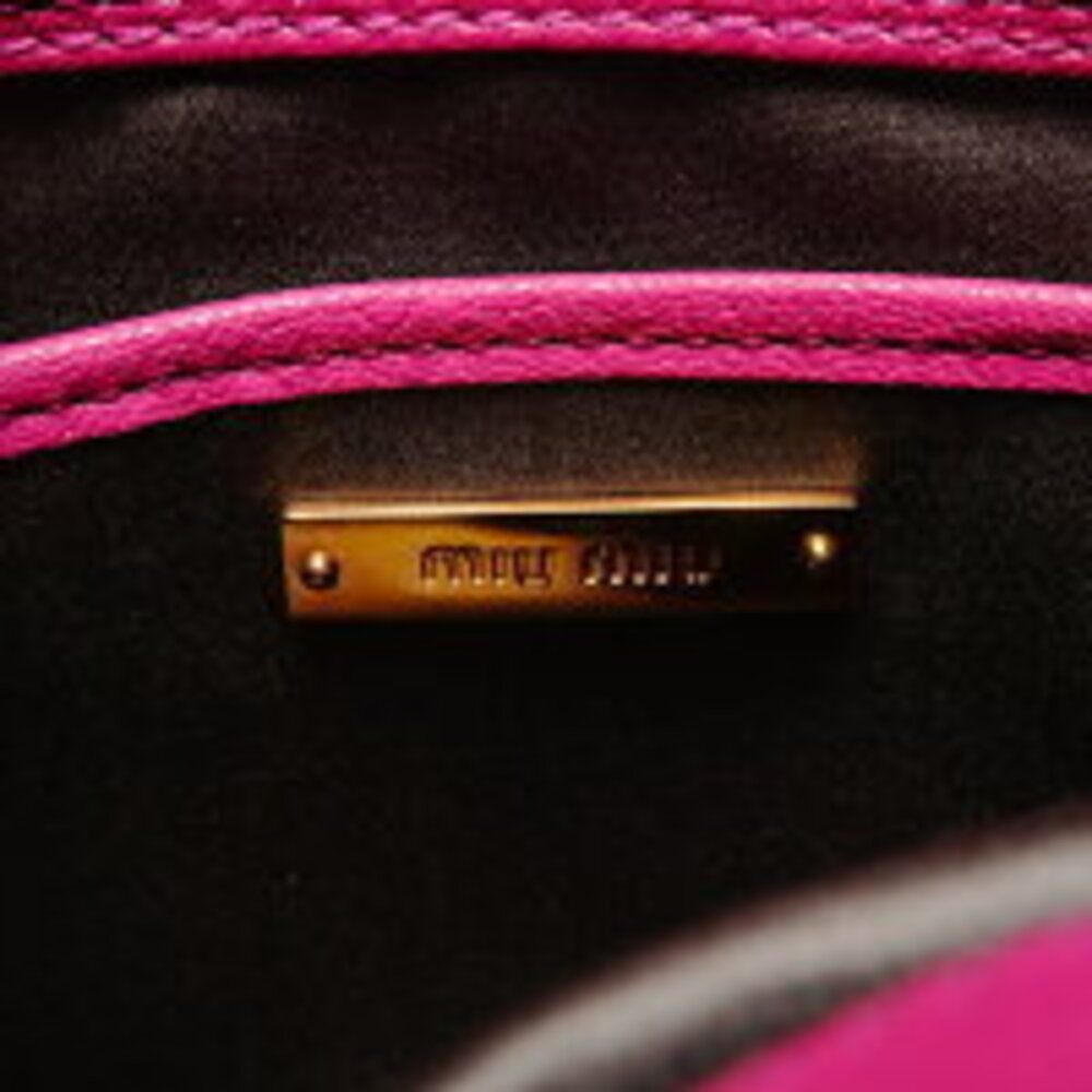 Miu Miu Madras Leather Shoulder Bag Pink - Picture 10 of 13